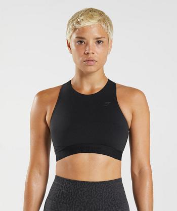 Gymshark 315 Performance High Neck Sport Bh Dam Svarta Mörkgrå | SE 2991BEX